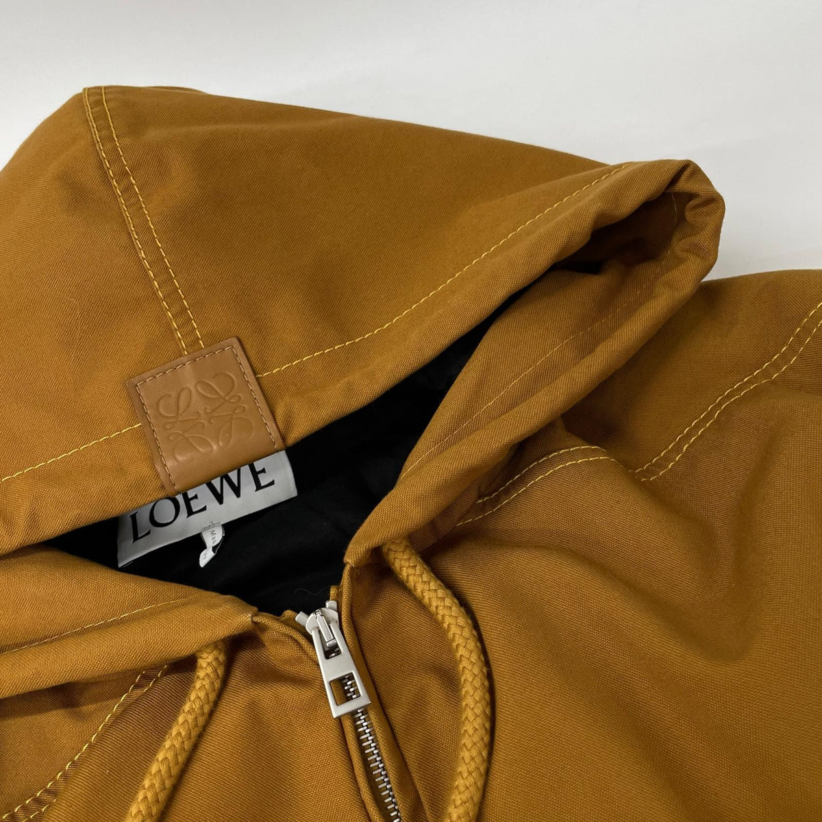 LOEWE Cotton Hooded Jacket Brown Size 38