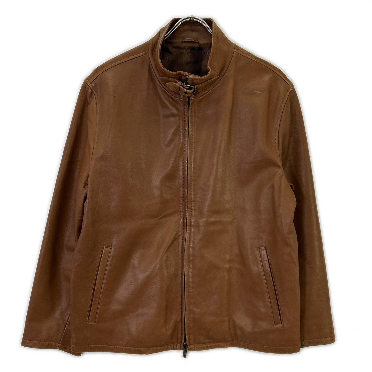 Ermenegildo Zegna Brown Leather Single Rider's Jacket