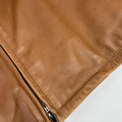 Ermenegildo Zegna Brown Leather Single Rider's Jacket