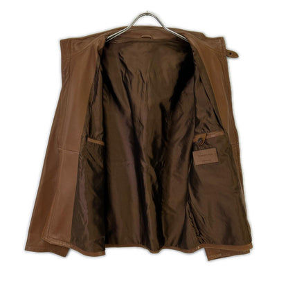 Ermenegildo Zegna Brown Leather Single Rider's Jacket