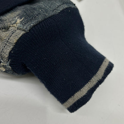 DIESEL MA-1 Damage Denim Wool Bomber Jacket Size S