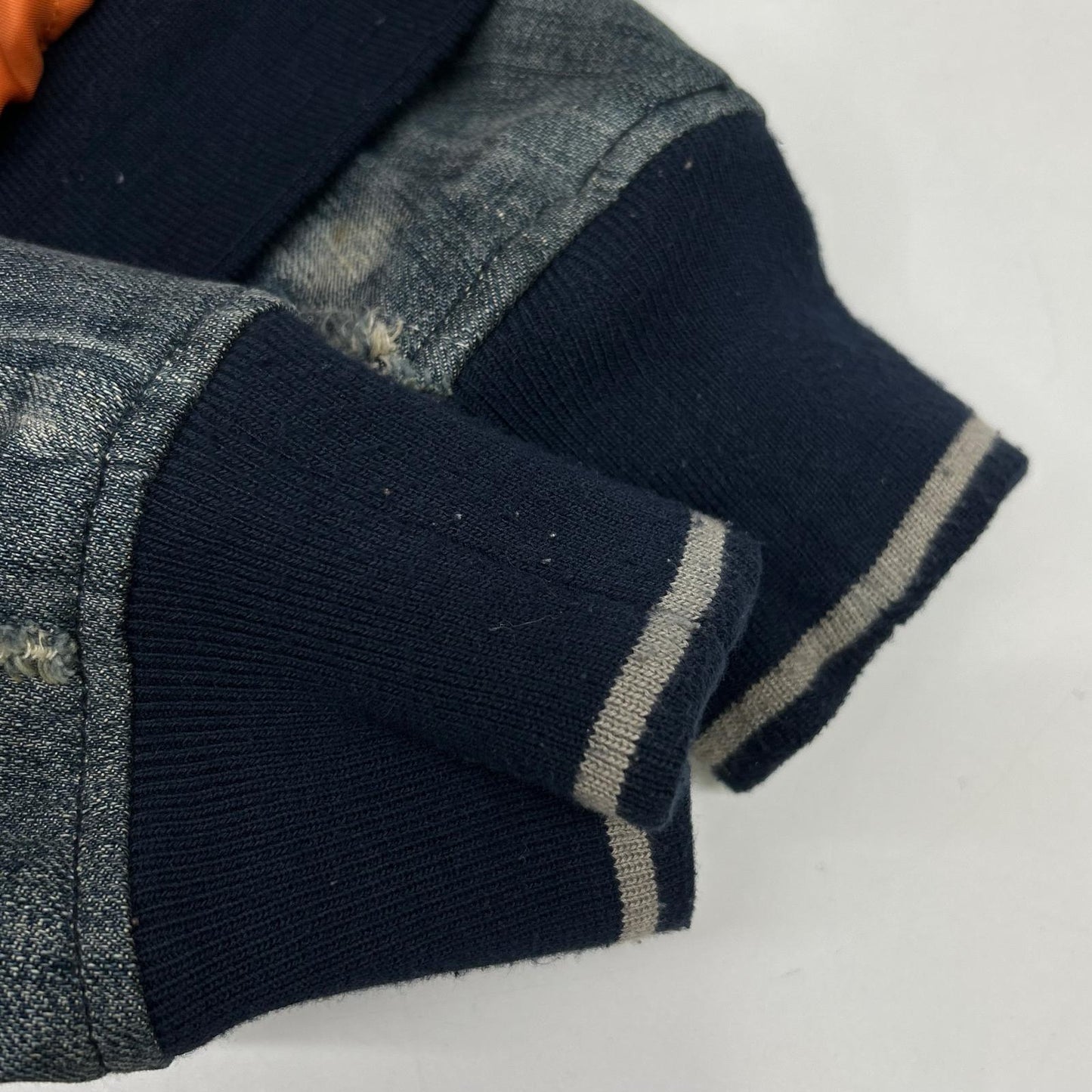 DIESEL MA-1 Damage Denim Wool Bomber Jacket Size S