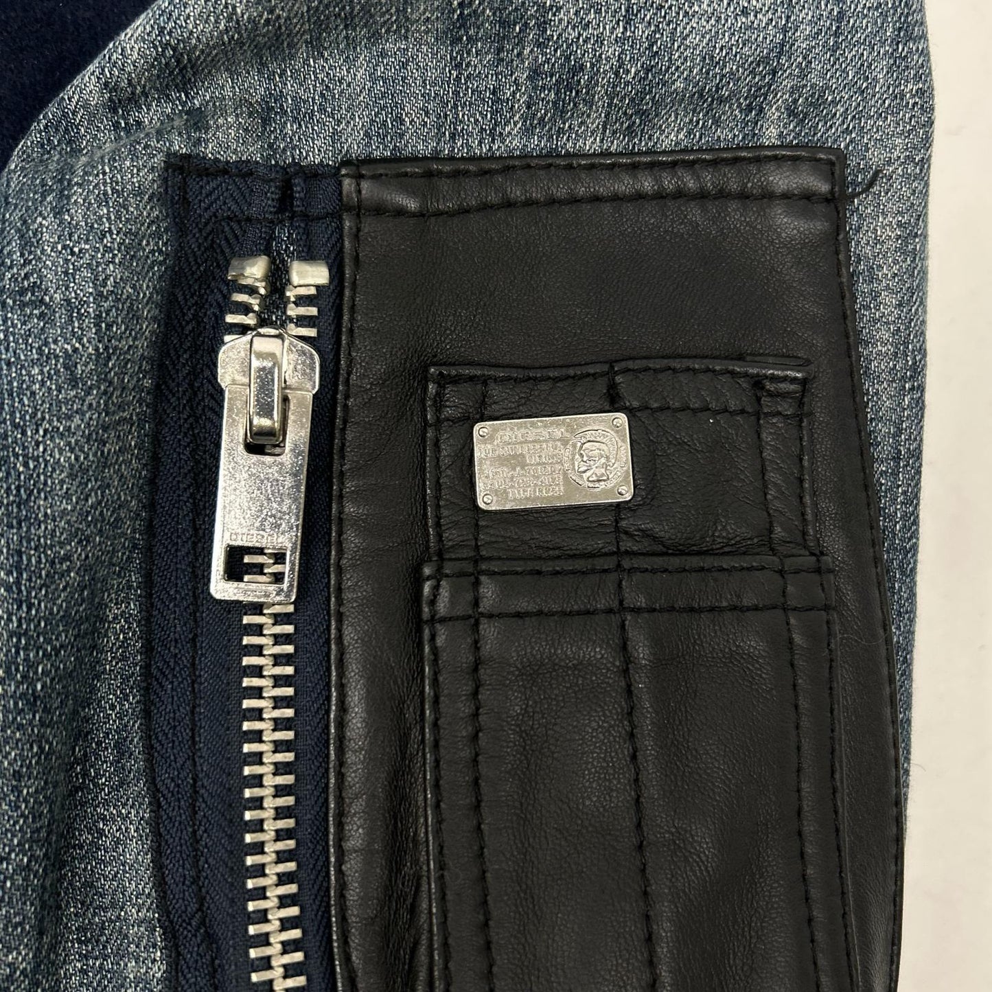DIESEL MA-1 Damage Denim Wool Bomber Jacket Size S