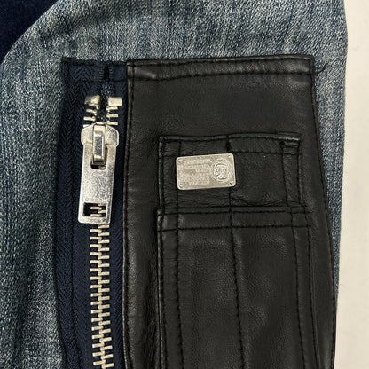 DIESEL MA-1 Damage Denim Wool Bomber Jacket Size S