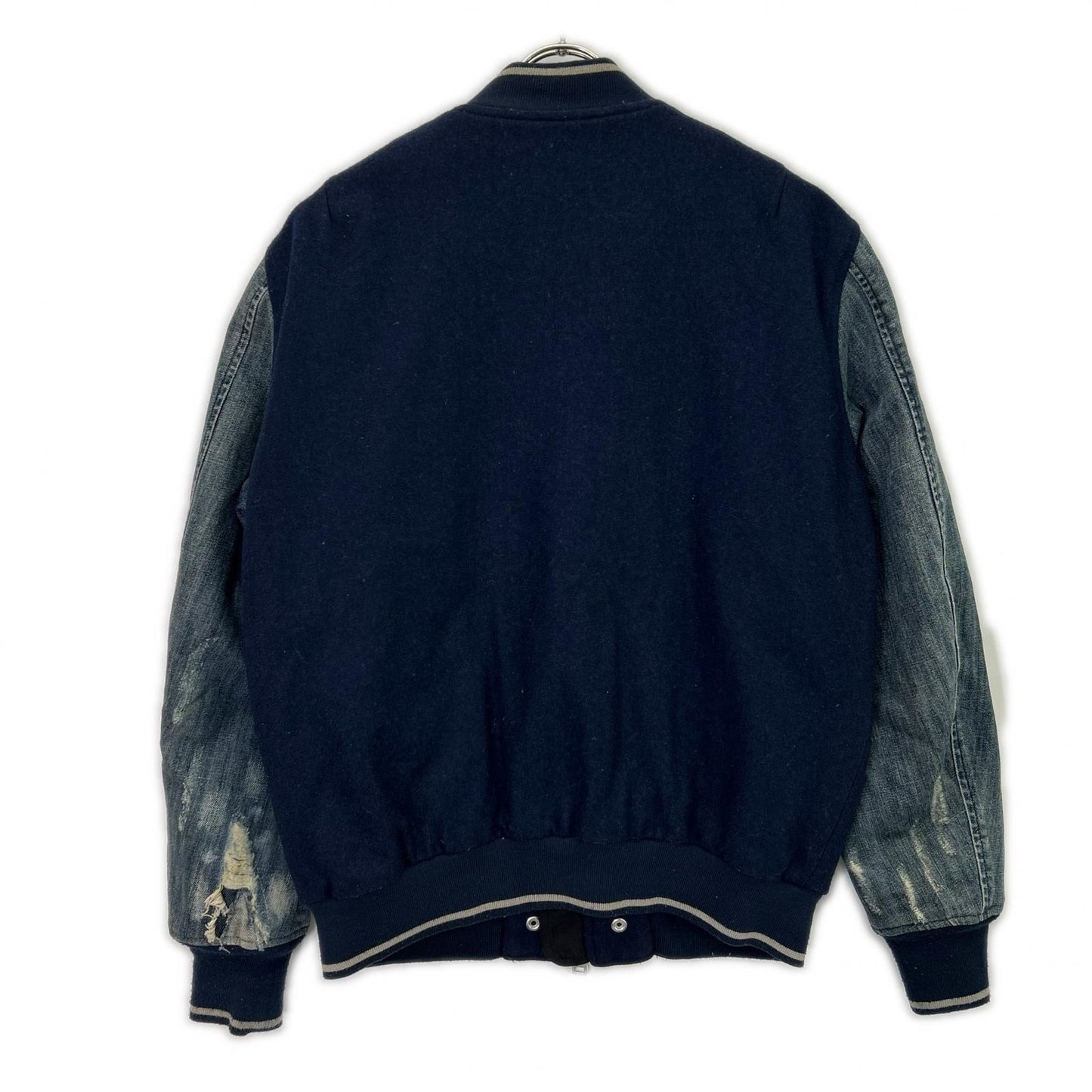 DIESEL MA-1 Damage Denim Wool Bomber Jacket Size S