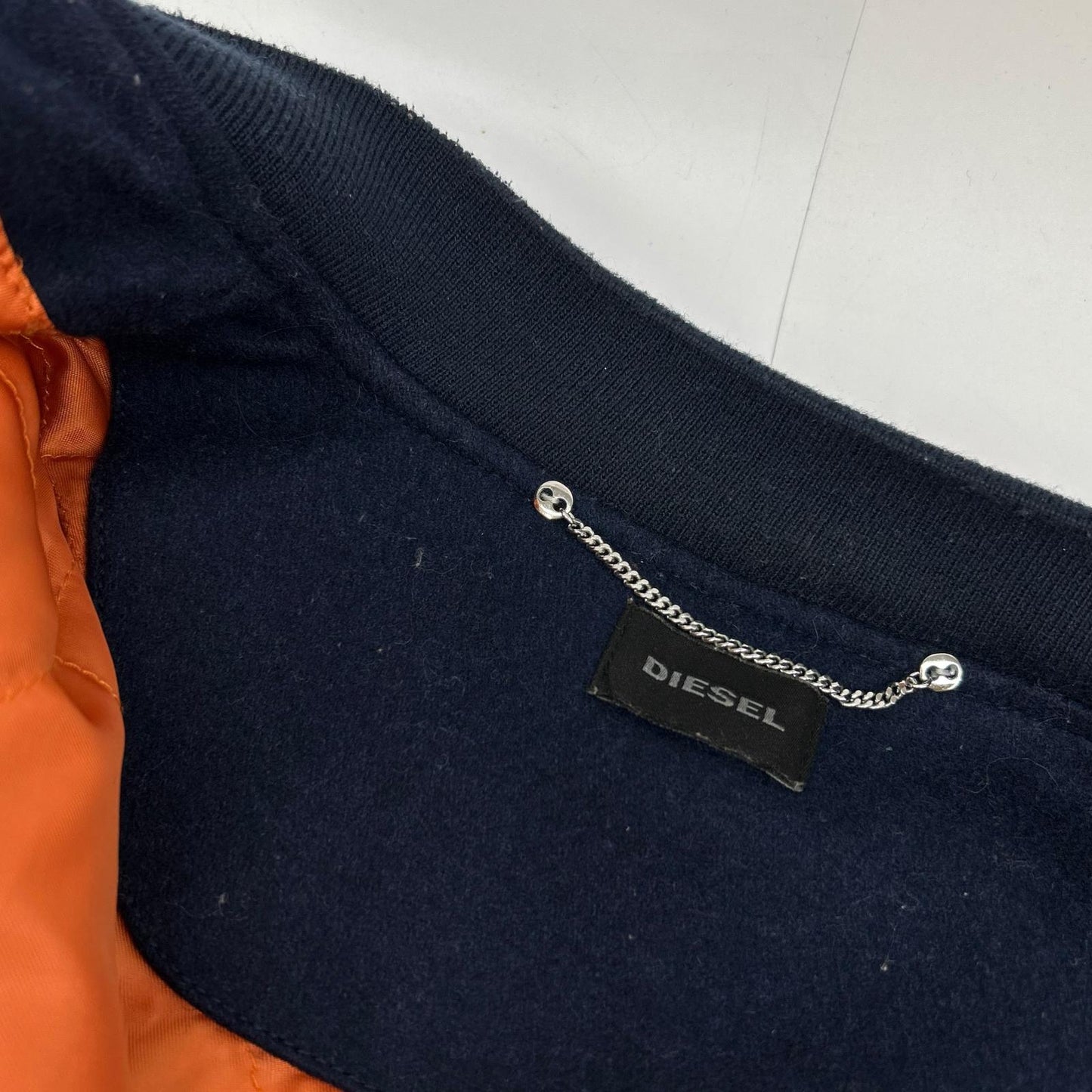DIESEL MA-1 Damage Denim Wool Bomber Jacket Size S