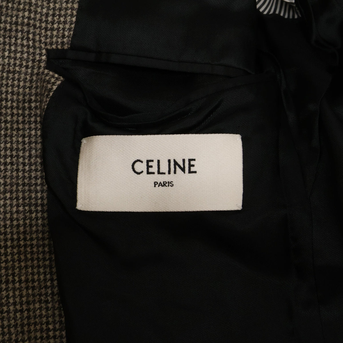 CELINE Wool Micro Houndstooth Elbow Patch Blazer Size 34