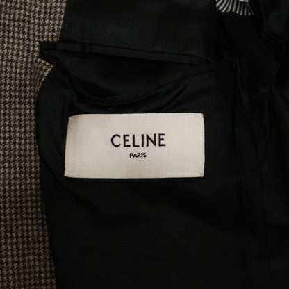 CELINE Wool Micro Houndstooth Elbow Patch Blazer Size 34