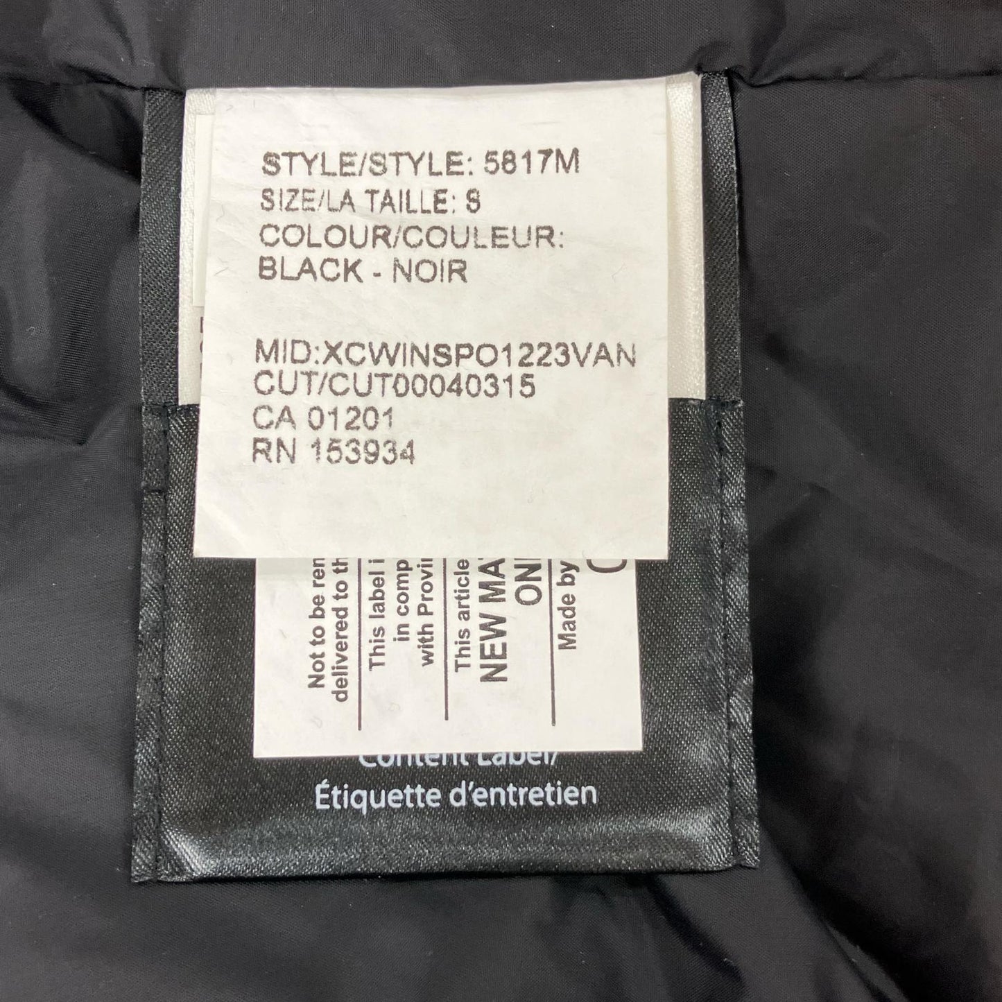 CANADA GOOSE Black Garibaldi Parka Jacket Size S