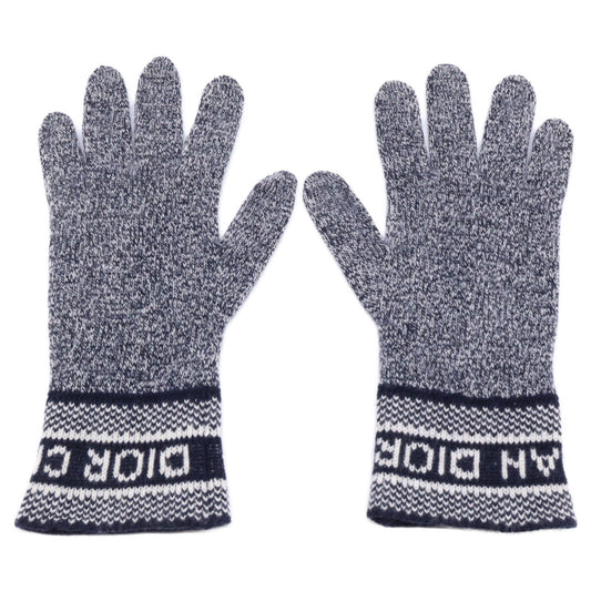 Christian Dior Navy Cashmere Blend Wool Gloves Size ONE SIZE