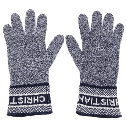 Christian Dior Navy Cashmere Blend Wool Gloves Size ONE SIZE