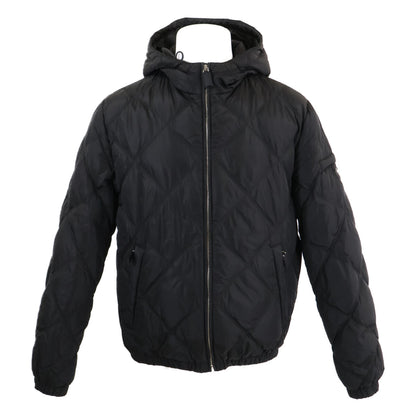 PRADA Triangle Logo Hooded Down Jacket Black Size 48