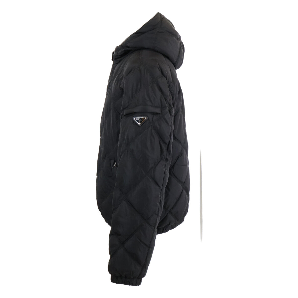 PRADA Triangle Logo Hooded Down Jacket Black Size 48