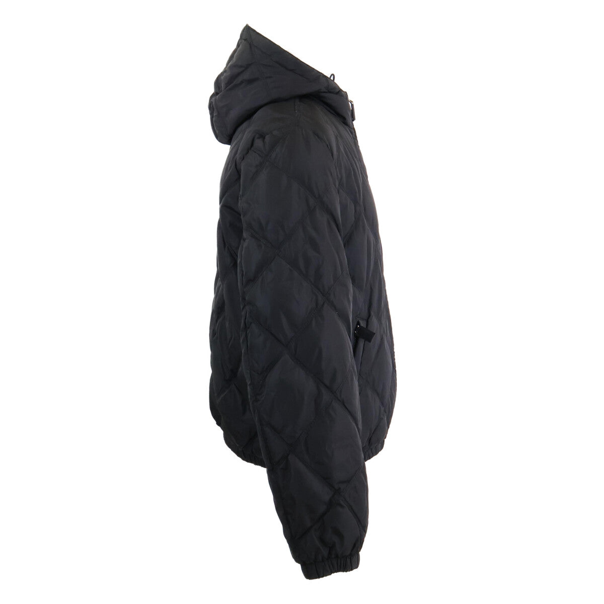 PRADA Triangle Logo Hooded Down Jacket Black Size 48