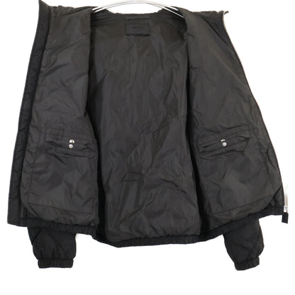 PRADA Triangle Logo Hooded Down Jacket Black Size 48