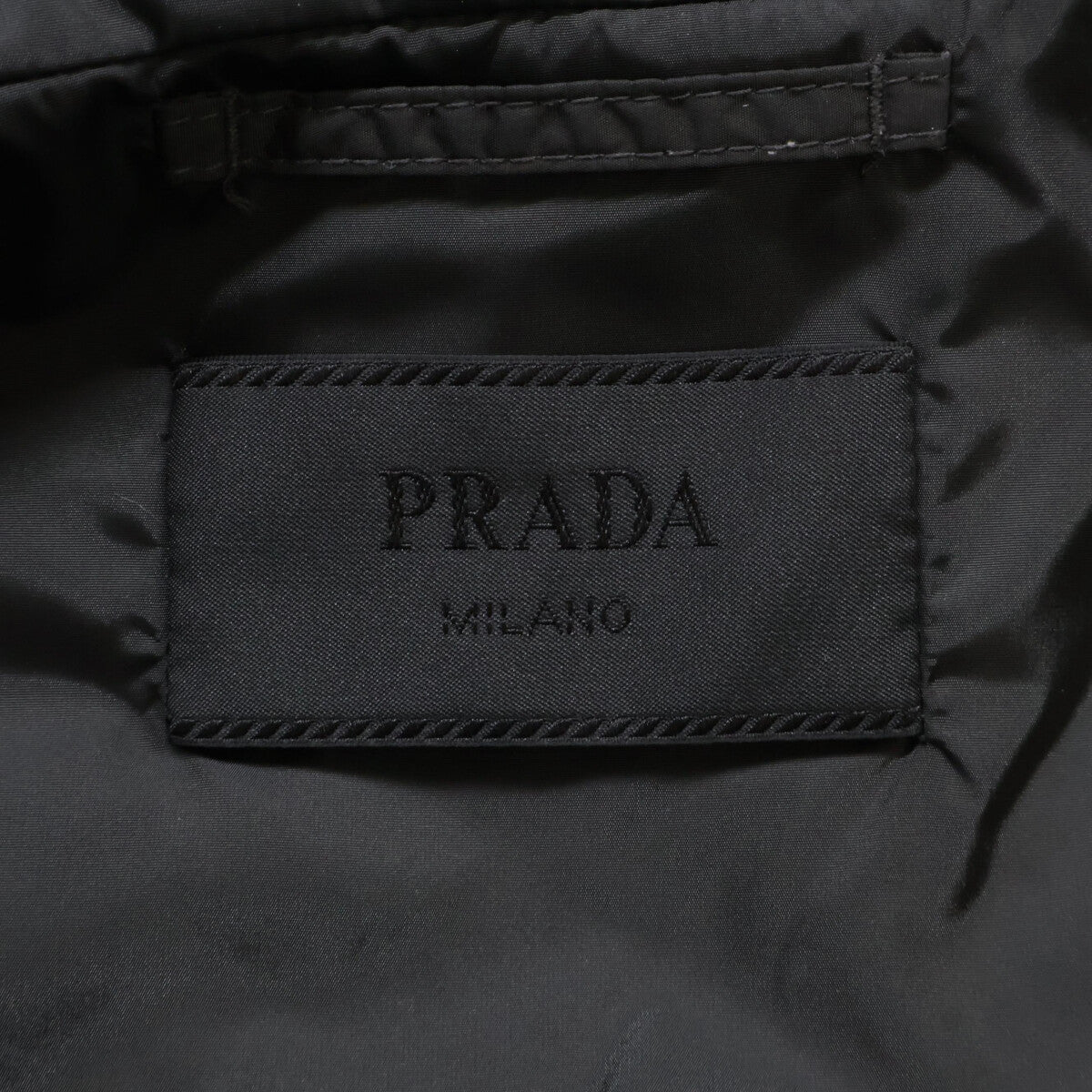 PRADA Triangle Logo Hooded Down Jacket Black Size 48