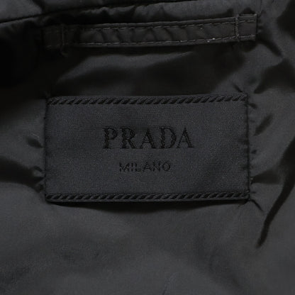 PRADA Triangle Logo Hooded Down Jacket Black Size 48