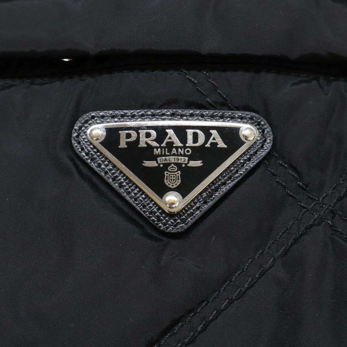 PRADA Triangle Logo Hooded Down Jacket Black Size 48