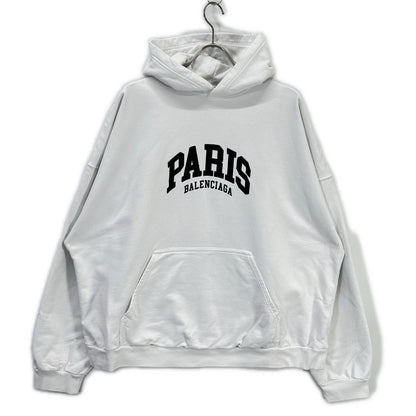 BALENCIAGA White Cotton Pullover Hoodie Size 2