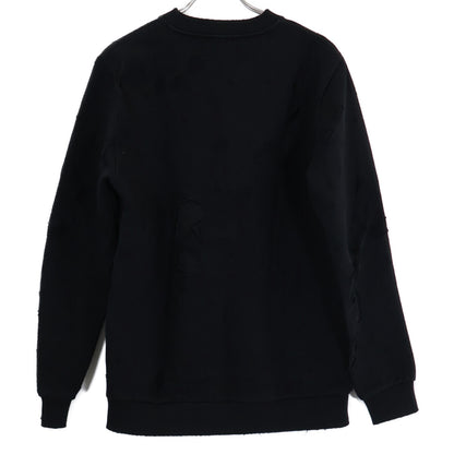 GIVENCHY 17AW Logo Print Distressed Sweatshirt Black Size XS