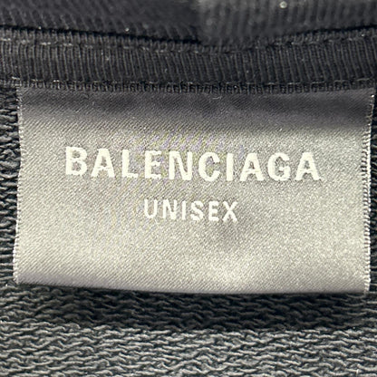 BALENCIAGA '23 BB Print Damaged Pullover Hoodie Black Size M