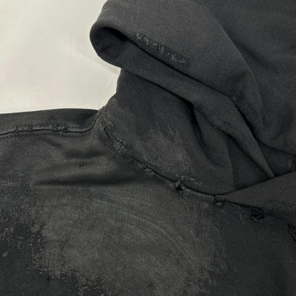 BALENCIAGA '23 BB Print Damaged Pullover Hoodie Black Size M