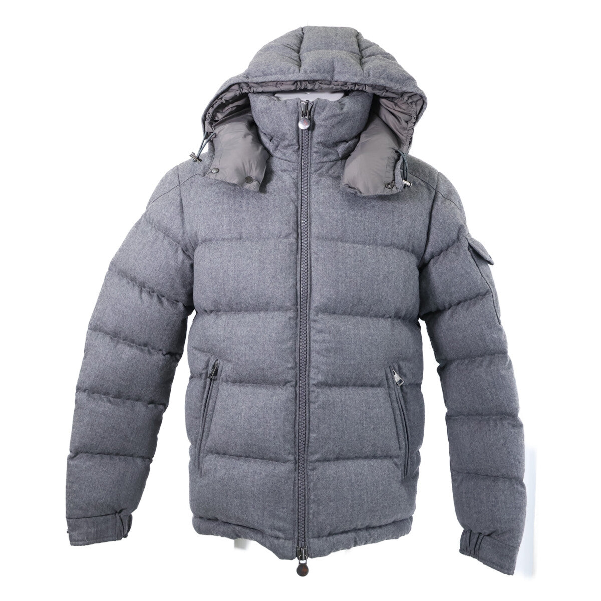 MONCLER MONTGENEVRE Wool Hooded Down Jacket Gray Size 1