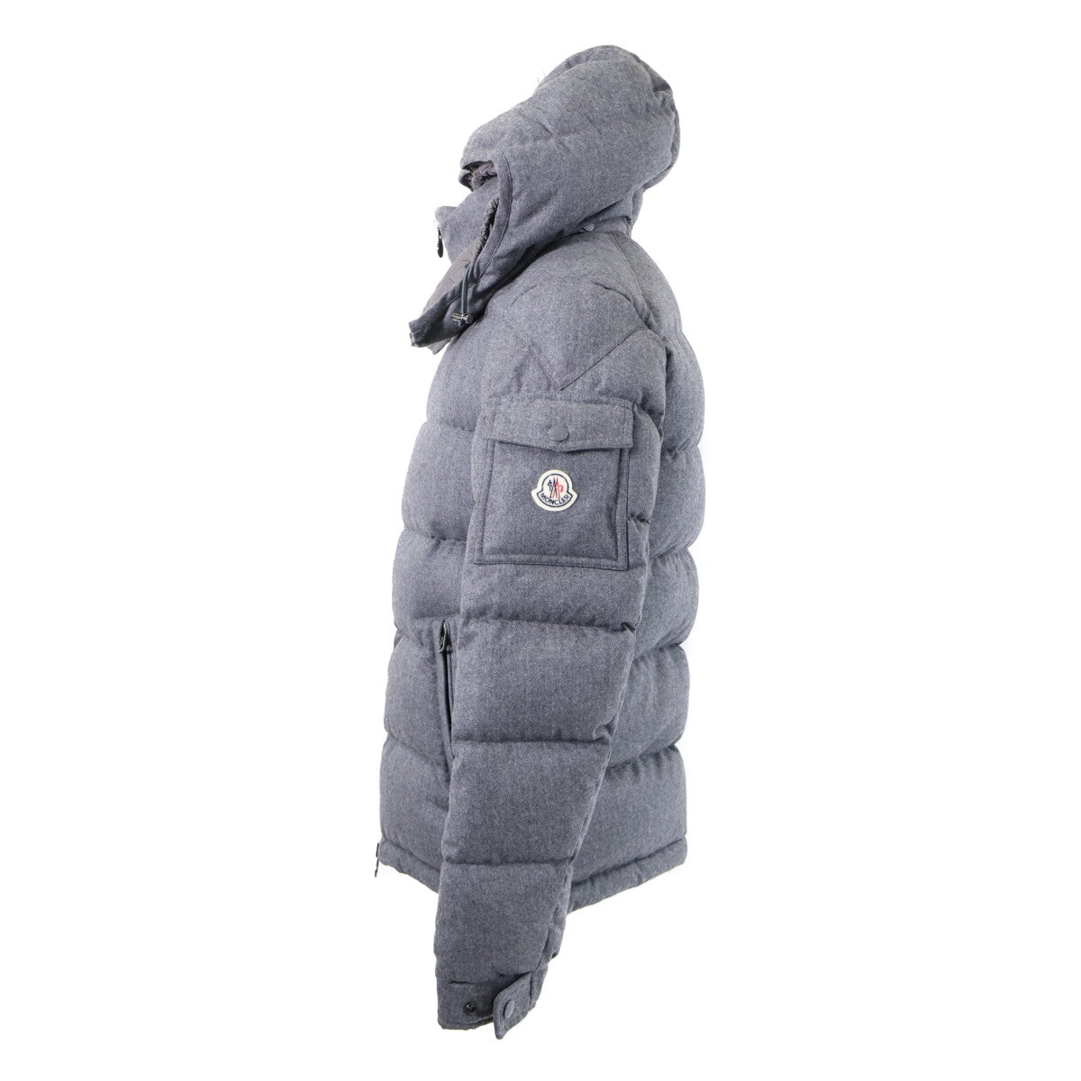 MONCLER MONTGENEVRE Wool Hooded Down Jacket Gray Size 1
