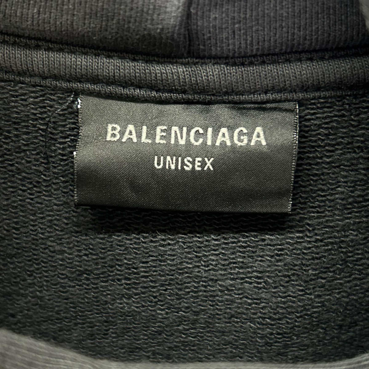BALENCIAGA 24AW Logo Vintage Print Hoodie Black Size XS