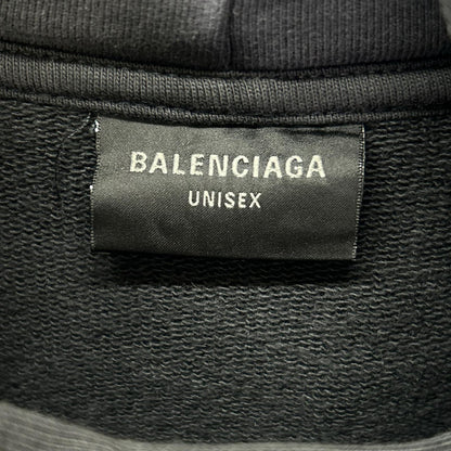 BALENCIAGA 24AW Logo Vintage Print Hoodie Black Size XS