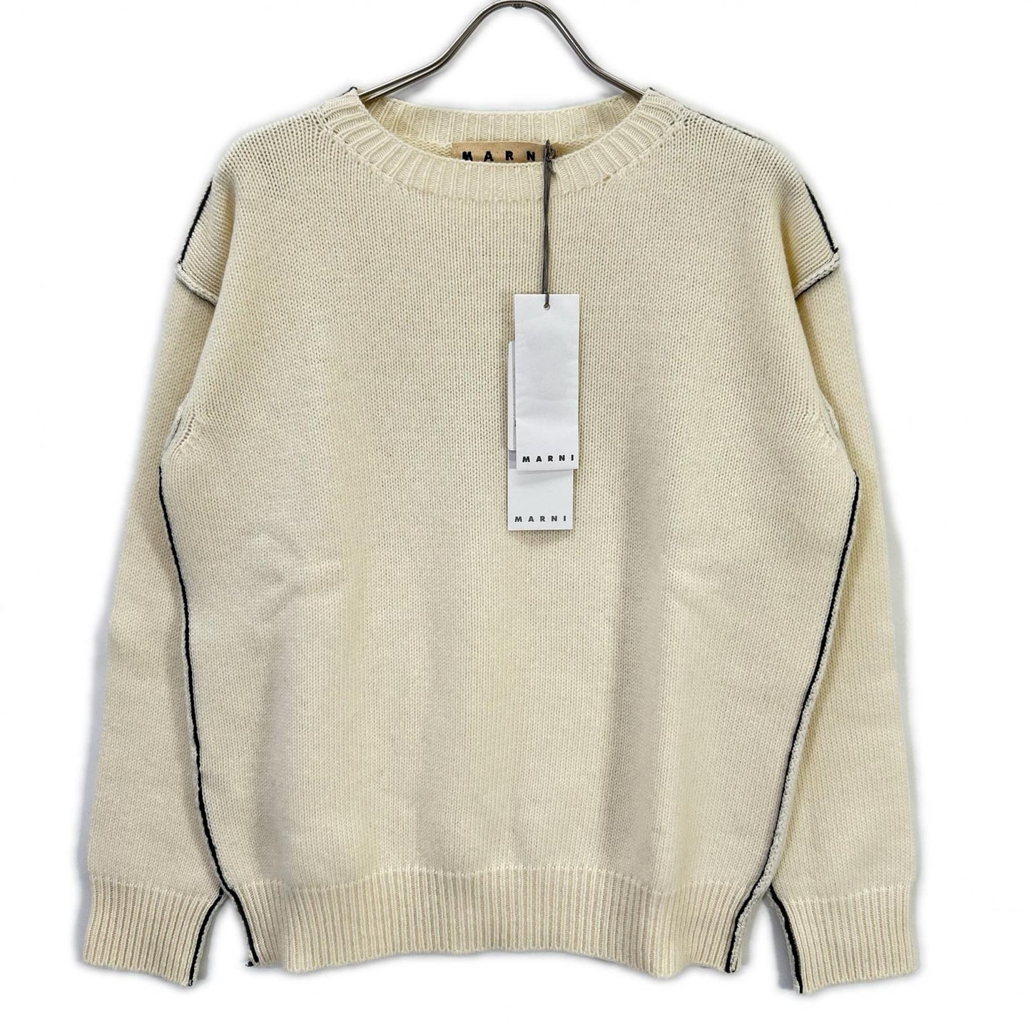 MARNI W14GCMQ06Q00FH558 Wool Crewneck Sweater White Size 46