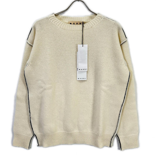 MARNI W14GCMQ06Q00FH558 Wool Crewneck Sweater White Size 46