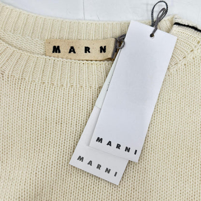 MARNI W14GCMQ06Q00FH558 Wool Crewneck Sweater White Size 46