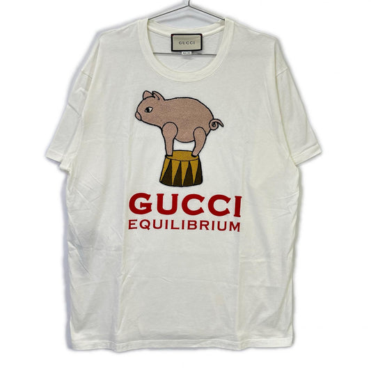 GUCCI 615044 Pig Embroidery T-Shirt White Size L