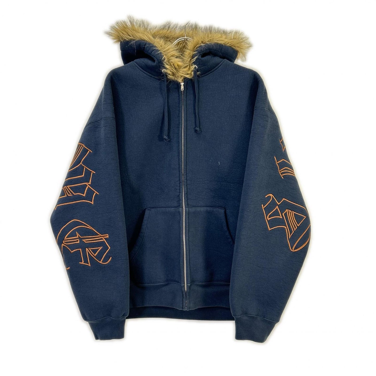 Supreme 25FW Faux Fur Zip Up Hooded Sweatshirt Navy Size L