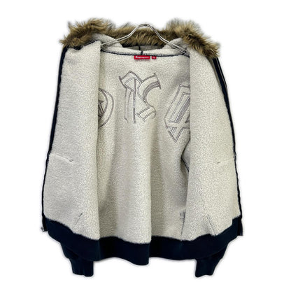 Supreme 25FW Faux Fur Zip Up Hooded Sweatshirt Navy Size L