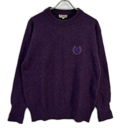 YvesSaintLaurent YSL Embroidered Wool Sweater Purple Size L