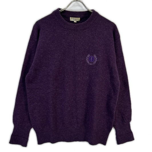 YvesSaintLaurent YSL Embroidered Wool Sweater Purple Size L