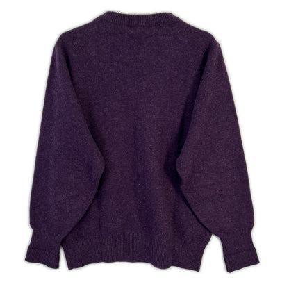 YvesSaintLaurent YSL Embroidered Wool Sweater Purple Size L