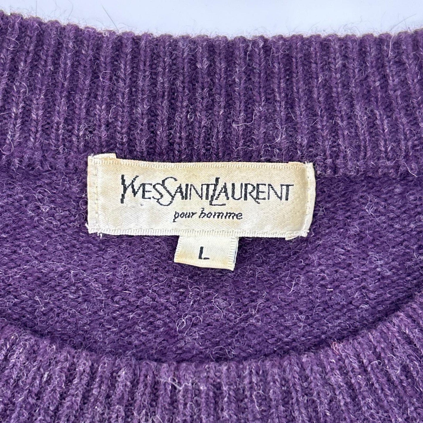 YvesSaintLaurent YSL Embroidered Wool Sweater Purple Size L