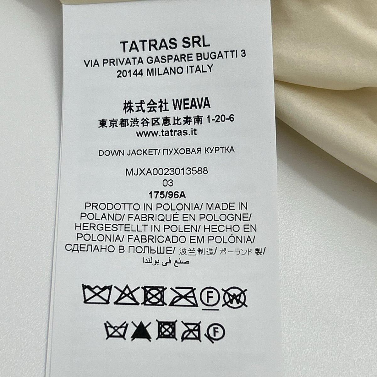 TATRAS 23AW Taro Down Jacket Off-White Size 3
