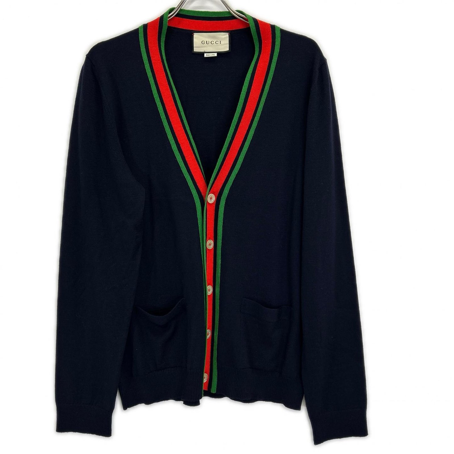 GUCCI Navy Wool Cardigan Size L
