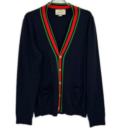 GUCCI Navy Wool Cardigan Size L