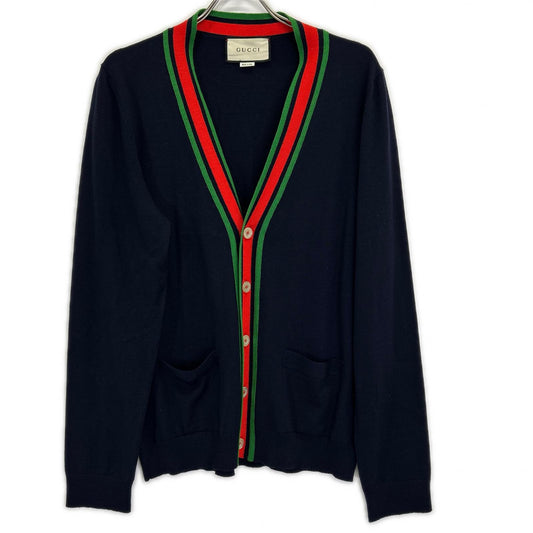 GUCCI Navy Wool Cardigan Size L