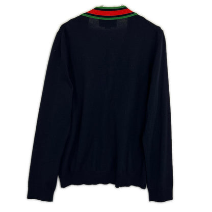 GUCCI Navy Wool Cardigan Size L
