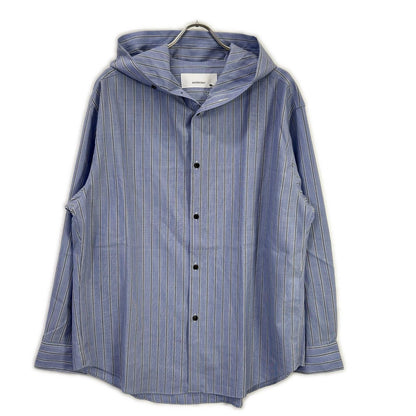 OVERCOAT Hooded Blue Stripe Wool Coat Size M1