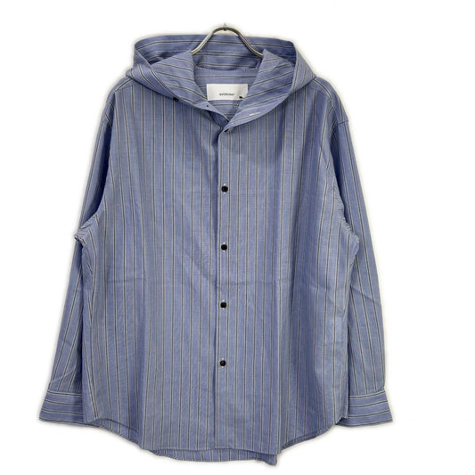 OVERCOAT Hooded Blue Stripe Wool Coat Size M1