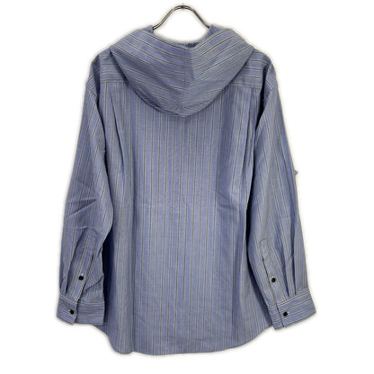 OVERCOAT Hooded Blue Stripe Wool Coat Size M1