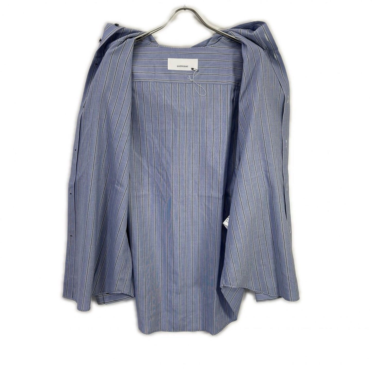 OVERCOAT Hooded Blue Stripe Wool Coat Size M1