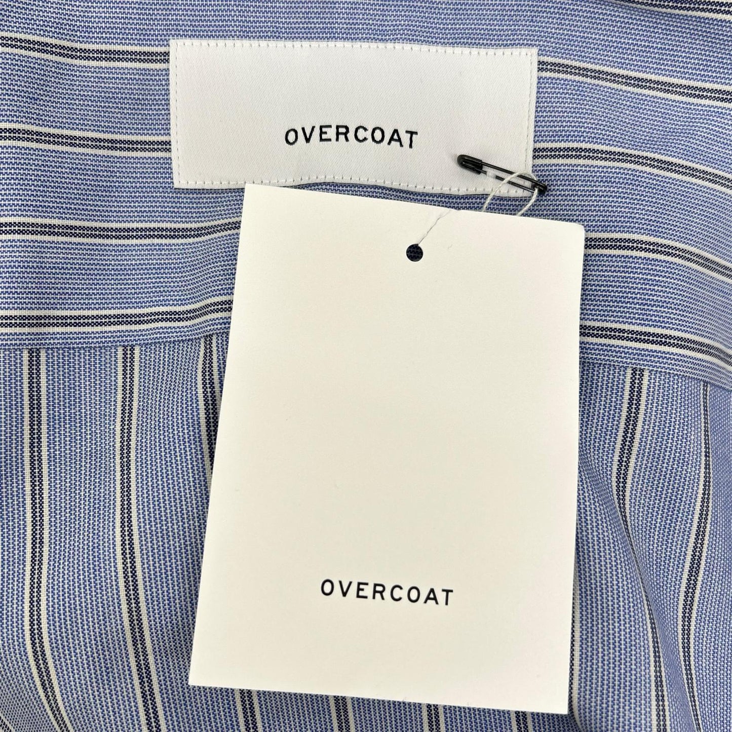 OVERCOAT Hooded Blue Stripe Wool Coat Size M1